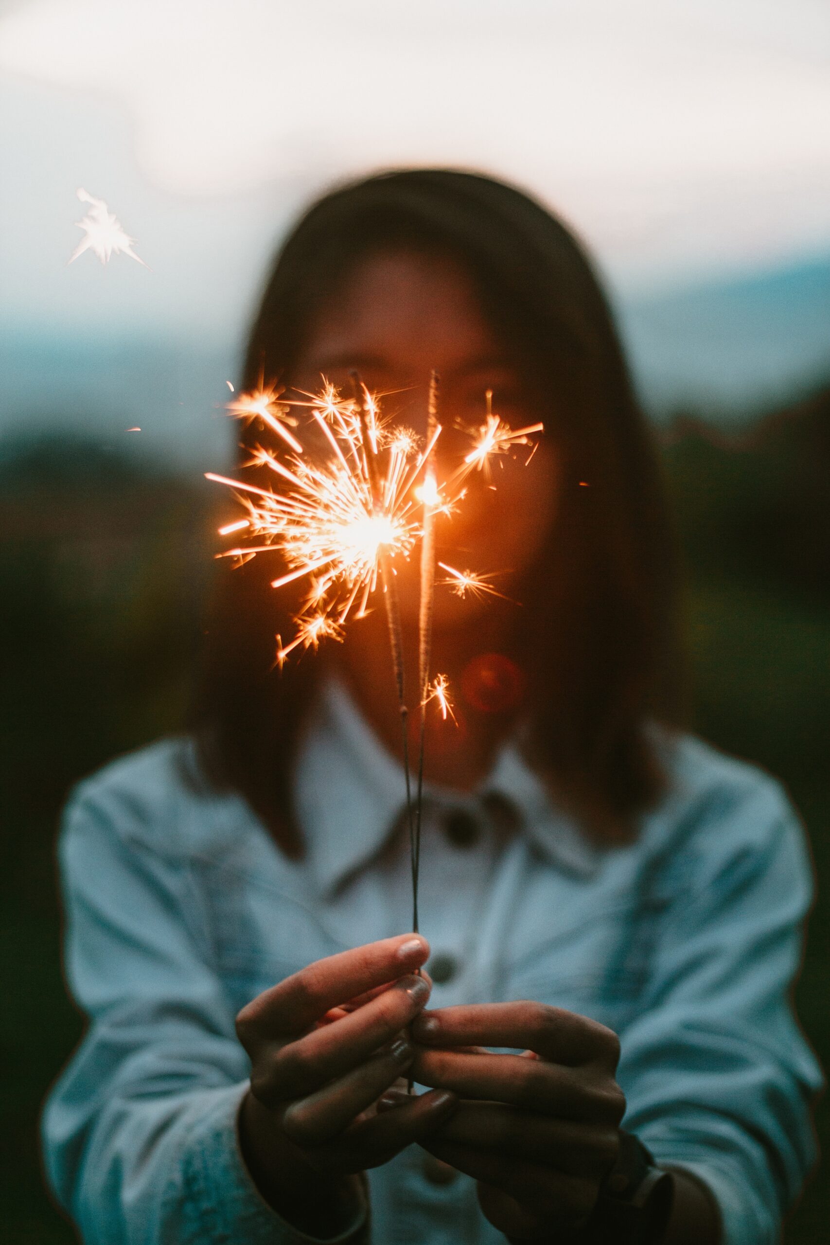 New year girl with sparkler