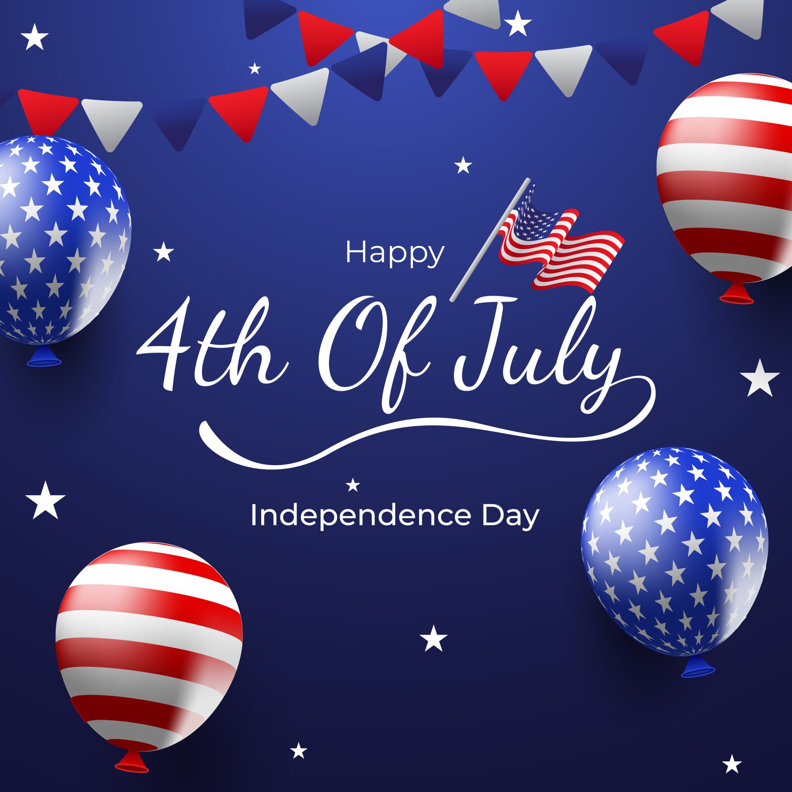 4th of july background design with 3d balloons